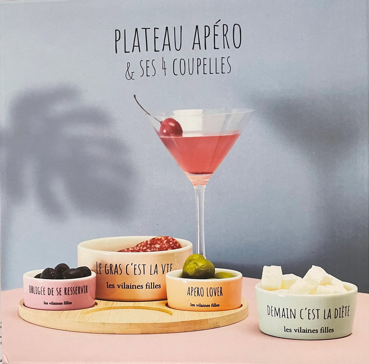 Plateau Apéro avec 4 coupelles